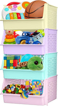 Skywin TidyFriend Large Stackable Storage Bins for Closet Organizers and Storage 4 Pack, Closet Organization for Kids Room an
