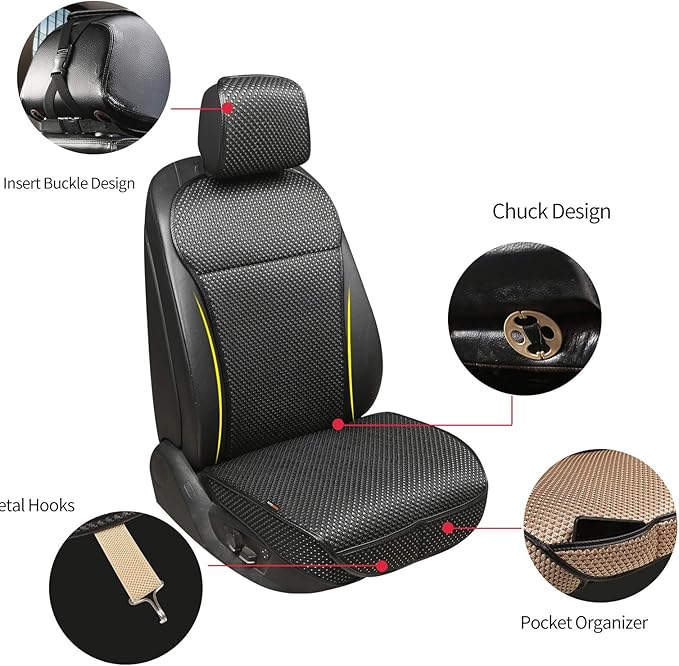 Auto Newer Luxury Breathable Car Seat Cover Fit Four Seasons, Universal Front of Car Seat Cushions, Bottom Seat Covers of Ful