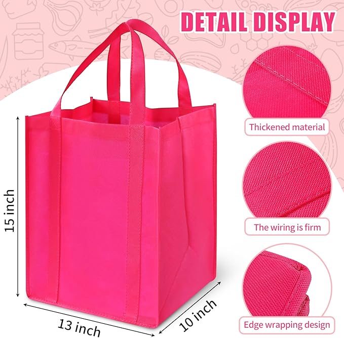 12 Pack Heavy Duty Reusable Grocery Bags - Large Shopping Totes Reinforced Handles, Holds 40 lbs, Foldable and Washable (Yellow)