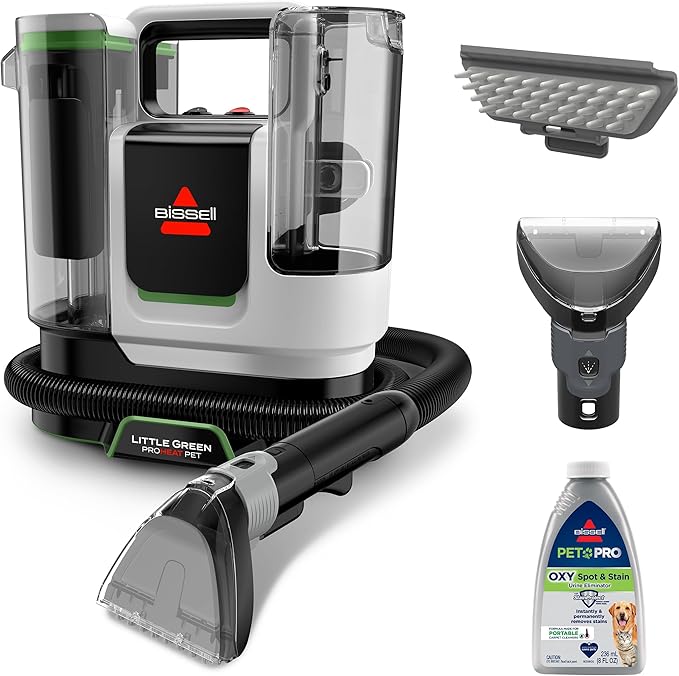 BISSELL® Little Green® Proheat® Pet, Portable Deep Cleaner with Heated Cleaning Technology, Self-Cleaning Tough Stain Tool an