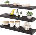 Ballucci Floating Shelves for Wall, 24" Wood Wall Mount Shelf Set of 3, Invisible Brackets Floating Shelf for Decor Living Ro