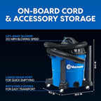 Vacmaster Blue Line 12-Gallon* 5 Peak HP† Wet/Dry Vacuum with Detachable Blower VBV1210