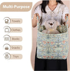 Storage Basket Boho Fabric Large Collapsible Floral Laundry Nursery Hamper Portable Folding Storage for Clothes Toys (Light G