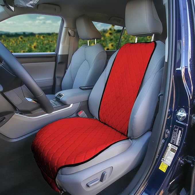 FH Group Car Seat Cushion – Neosupreme Single Front Seat Cover with Front Pockets, Airbag Compatible, Universal Fit Car Seat 