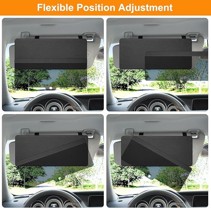 Sun Visor Extender for Car, Upgraded Polarized Sun Blocker, Sunshade Lens Magnetic Connection Adjustable 4 Directions, Anti-Glare,Protects from Sun Glare, Snow Blindness & UV Rays, Black