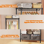 M MZG Heavy Duty Rolling Garment Rack 3 Tiers Adjustable Wire Shelving with Rod, Storage Closet Clothing Rack with Drawers Da