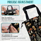 Mushroom Fern Leaves Car Garbage Bag Botanical Drawstring Car Trash Bag Hanging for Back Seat with Adjustable Buckle Canvas Vehicle Trash Can Easy-to-Install
