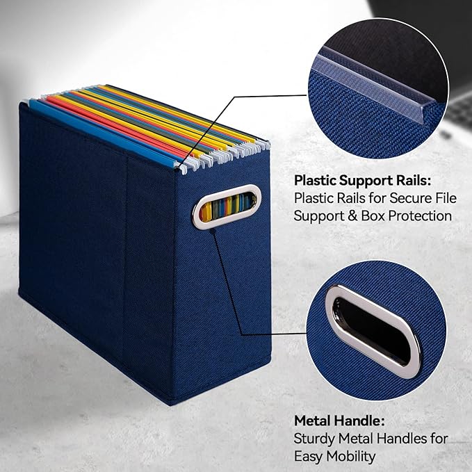 4 Packs Letter Size File Organizer, File Folders Organizer, Fabric Storage Box, Collapsible Paper Organizer with Metal Handle