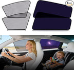 ZATOOTO Tesla Model Y Car Window Shades 4Pack | Clear for Safe Driving | Bluish-Purple for Passenger Comfort | UV Protection | Static Cling Side Window Sun Shade Blocker with Storage Bag | 2020-2024 |
