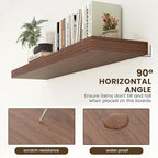 12 Inch Deep Floating Shelves | 55 Inch Walnut Floating Shelves | 55" W x 12" D Rustic Wood Shelves for Wall | Deep Walnut Sh