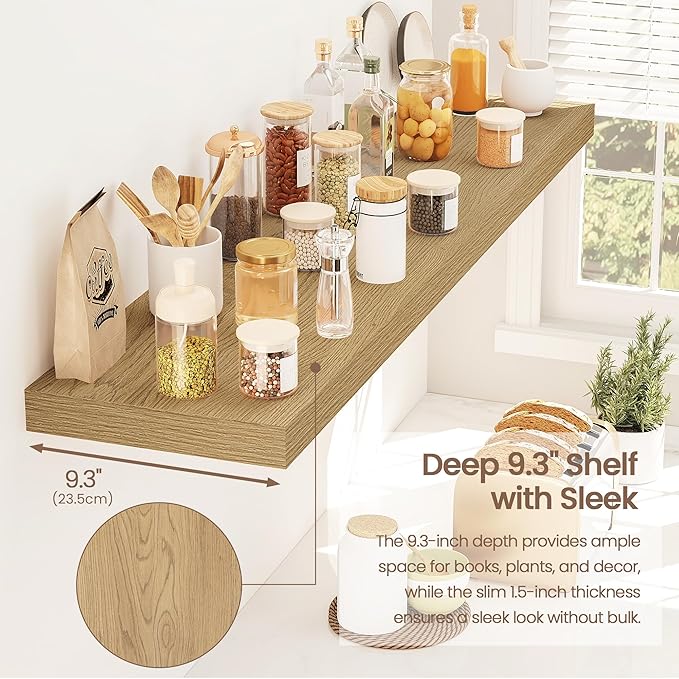Vivelove 40 Inch Floating Shelves for Wall, 39.4x9 Display Shelves for Bathroom Living Room Kitchen Bedroom Office Farmhouse 