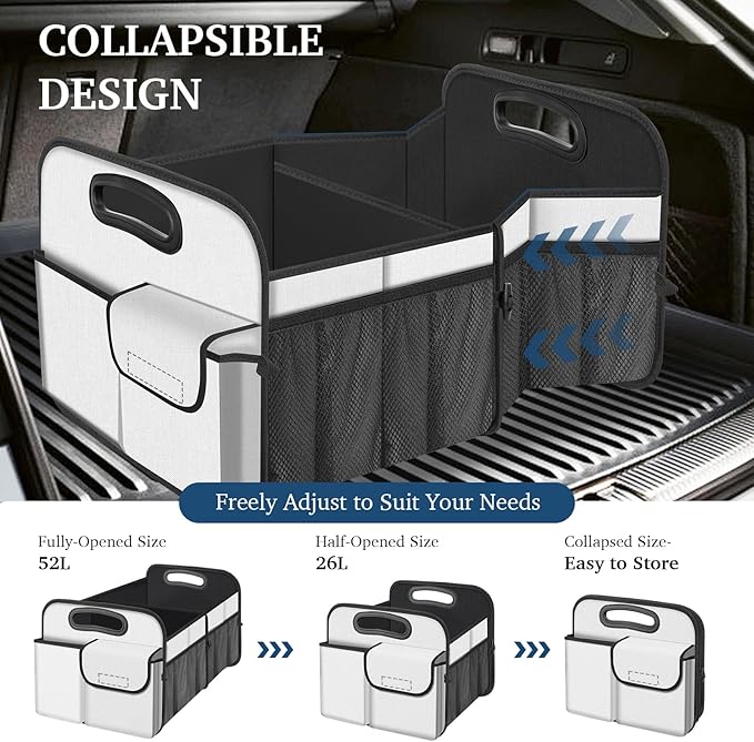 Femuar Car Trunk Organizer, Car Storage Organizer with Large Capacity Waterproof Collapsible Trunk Organizer for Car Suv/Jeep/