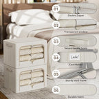 FHSQX 3 Pack Clothes Storage Bins Foldable Metal Frame Storage Box Extra Large Stackable Linen Fabric Organizer Set with Carr