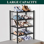 Smiry Bamboo Shoe Rack for Closet, 4 Tier Small Wooden Stackable Shoe Organizer, Free Standing Shoes Storage Shelf for Entryw
