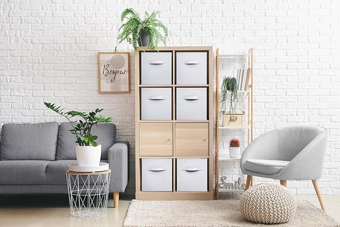 Sorbus Foldable Storage Cubes - 6 Pack, 11 Inch, White, Fabric, Foldable, Storage and Organization, Versatile Use, Collapsibl