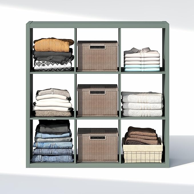 Furinno Cubic Closet Organizers and Storage, 9-Cube Closet Organizer, Open Shelf Closet Storage, Extra Thick Frame for Wardro