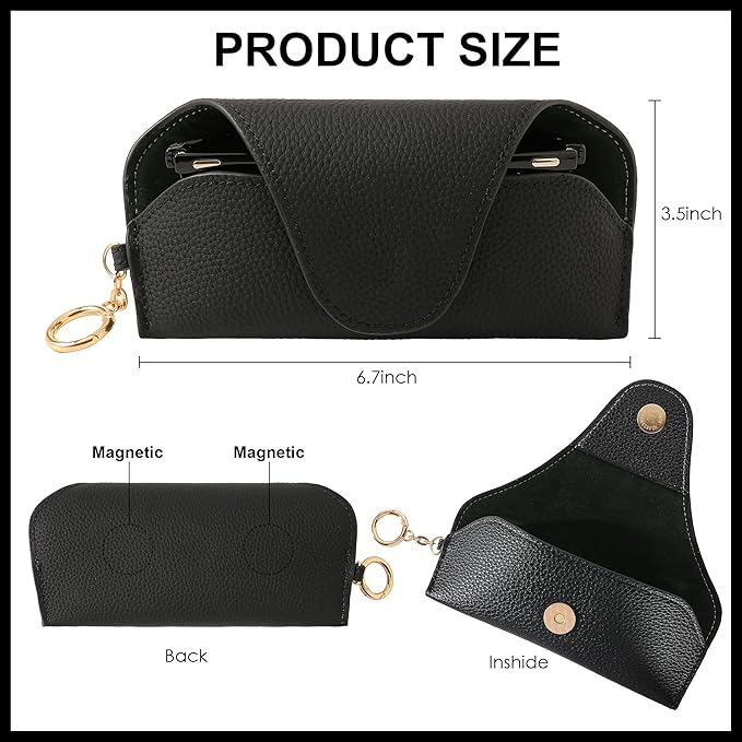 Magnetic Sunglass Holder for Car Visor, Travel Sunglasses Case with Clip for Purse, Eyeglasses Case