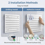 Peg Board, 24"x36" Pegboard Wall Organizer, Includes 6PCS White Peg Boards and Accessories, Plastic Peg Board Panels for Craf