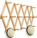 WEBI Accordion Wall Hanger,Expandable Wooden Coat Rack Wall Mounted,Accordion Hat Rack for Wall Rack for Hats,Caps,16 Peg Hoo