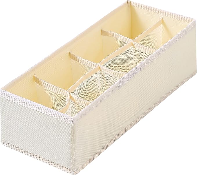 Qozary 3 Pack Sock Underwear Drawer Organizer Dividers, Collapsible Cabinet Closet Storage Boxes for Clothes, Socks, Lingerie