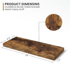 Fun Memories Floating Shelves - 2 Pack 9.3 Inch Deep Rustic Wooden Wall Shelves - Wall Mounted Storage Shelf with Invisible B