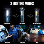 Emergency Car Flashlight with Seatbelt Cutter and Window Breaker, LED Work Light & Flash Beacon, Life-Saving Car Escape Tool 