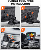 1Zero CD Slot Mount for CarPlay Screen, 360° Rotation Tool-Free Installation CarPlay CD Mount Compatible with 7-11 Inch Portable Car Play Screens & GPS Navigation