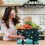 Reusable Grocery Bags Heavy Duty Shopping Bags Foldable Large Tote Bags with Long Handles & Hard Bottom