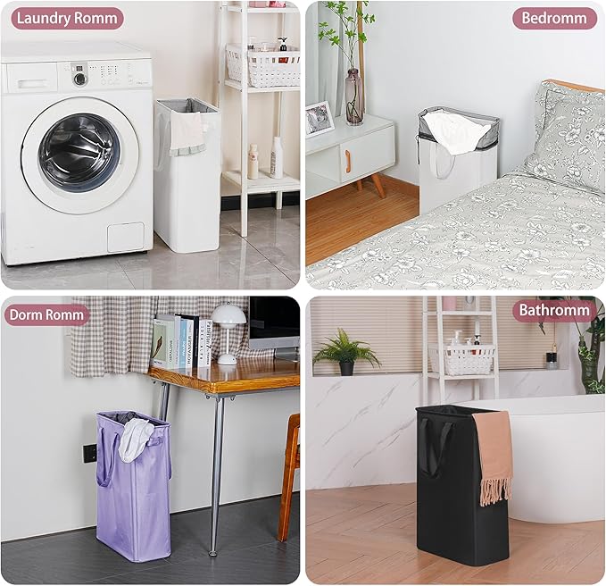efluky Slim Laundry Basket, Narrow Laundry Hamper with Handles, Collapsible Dirty Clothes Hamper, Tall Laundry Bin for Laundr