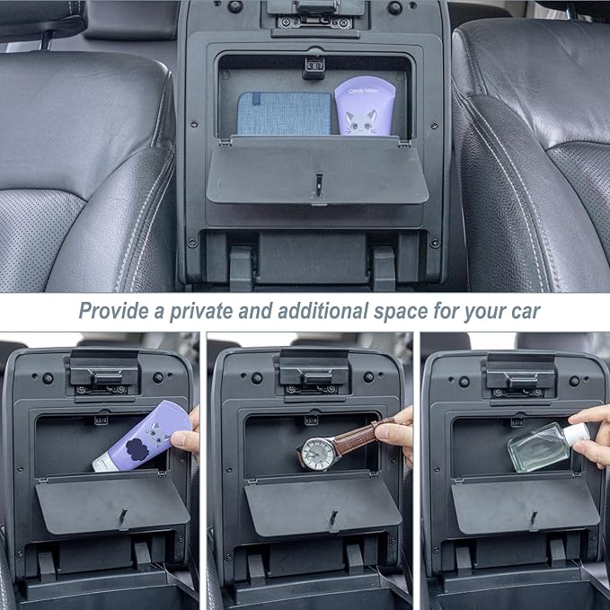 JKCOVER Center Console Hidden Box Organizer Compatible with 2024 2025 2026 Toyota Tacoma Accessories Armrest Secret Compartment Press to Open and Close（Patented Design）