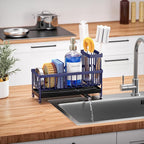 Cisily Sponge Holder for Kitchen Sink, Sink Caddy Organizer with High Brush Holder, Kitchen Countertop Organizers and Storage