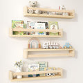 Fun Memories Nursery Book Shelves Set of 4, 24 Inch Solid Wood Wall Book Shelves, Kids Room Floating Shelves Organizer & Toy 