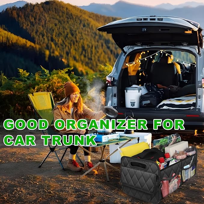 Car Trunk Organizer, Multi-Compartment Auto Trunk Storing Bag with Pockets, Collapsible Organizer and Storage for Sedans, SUVs,