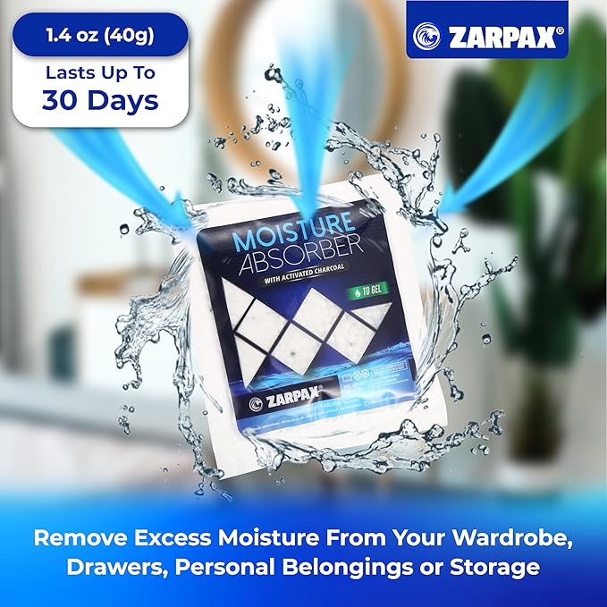 Moisture Absorber Sachets Activated Charcoal 1.4 oz/40g - Remove Excess Moisture In Air - Desiccant Dehumidifier for Closet,