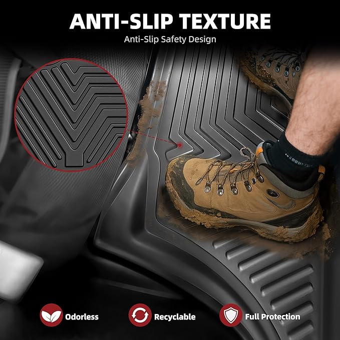YITAMOTOR Floor Liner and Cargo Mats Fit for Honda Odyssey 2018-2026 Mini Passenger Van, All Weather TPE Car Floor Liners,Durable Anti-Slip Accessories, 1st & 2nd & 3rd Row & Cargo Liner, Black