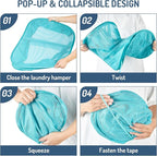 Seiritex Mesh Popup Laundry Hamper 2 Compartment, Collapsible Laundry Sorter Basket Foldable Hamper for Clothes, College Dorm