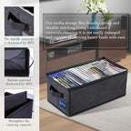 CCidea DVD Storage Box with Clear Window - 15.75" Foldable Media Organizer, Premium Zipper Closure, Holds 27+ DVDs, Dustproof Non-woven Fabric, Reinforced Handles & Label Slot (2)