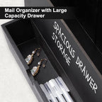 Mail and Key Holder Wall Mount with Storage Drawer – Modern Wooden Mail Organizer for Wall Entryway, 7 Key Hooks & Chalkboard