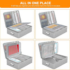 Document Organizer with 5200℉ Heat Insulated, 16.1"x11.4"x4.3" Waterproof and Fireproof Document Box with Lock, Home Strong F