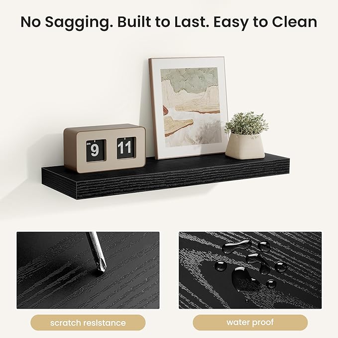 Fun Memories Floating Shelves for Wall, Rustic Wood Wall Mounted Shelves for Bathroom, Bedroom, Living Room & Kitchen, Storag
