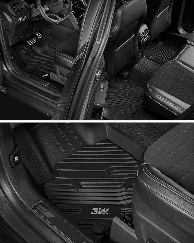 3W Ford Explorer Floor Mats Fit for 2020-2025 2026 Explorer 6 Passenger, TPE All Weather Floor Liner Custom Fit for Explorer Full Set Accessories 3-Rows Car Liners (Includes Explorer Hybrid)