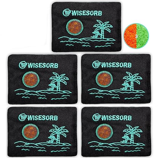 100g x 5pcs Rechargeable Desiccant Packs, Reusable Car Dehumidifier Bags Color Indicating Silica Gel Packets Moisture