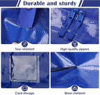 6 Pack Moving Bags with Full-Open Side Zipper, Extra Large 93L Heavy Duty Waterproof Foldable Storage Totes for College Dorm,