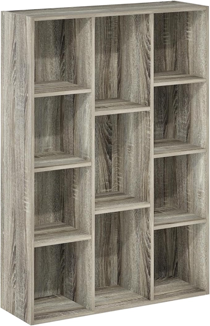 Furinno LUDER Book Shelf, 11-Cube Bookshelf, Reversible Bookcase, 9.4 x 29.1 x 41.7, Easy Assembly, for Living Room, Bedroom,