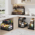 2 Pack 21IN-Depth Under Sink Organizer With Next-Gen Ball-Bearing Slides,2-Tier Precision Mesh Pull Out Cabinet Storage for B