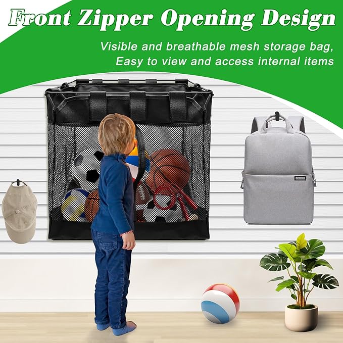 Large Slatwall Baskets, AHIER 2 Pack Collapsible Mesh Slatwall Organizer with Zipper, Hanging Slat Wall baskets High Capacity