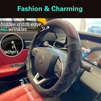 PINCTROT D Shaped 14.5-15 Inch Steering Wheel Cover Great Grip with 3D Honeycomb Anti-Slip Design, Flat Bottom 14.5-15 Inch (Wine Red)