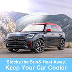 Front Windshield Sun Shade Foldable Front Window Visor Custom Fit for Mini Countryman Cooper F60 SUV 2017-2024 Block UV Rays Car Accessories Heat Sun Shield Keep Car Cooler