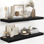 Fun Memories 36 Inch Floating Shelves in Black, 9.3 Inch Deep Floating Shelf for Bathroom Living Room Kitchen, Rusitc Wall Mo