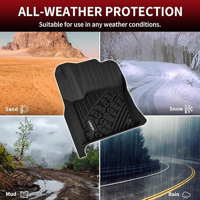 LASFIT Floor Mats for Jeep Grand Cherokee 2016-2021 5-Seat, for Dodge Durango 2016-2026 5-Seat (Not for 6-Seat), All Weather TPE Custom Fit Trunk Liners Car Floor Mats Black